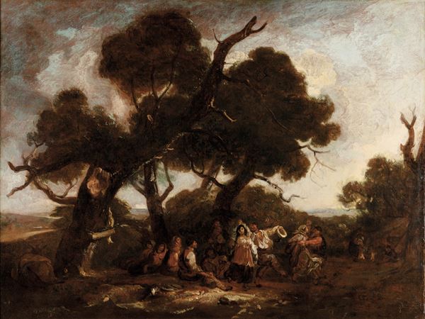 Pittore bambocciante del XVII secolo Festa campestre