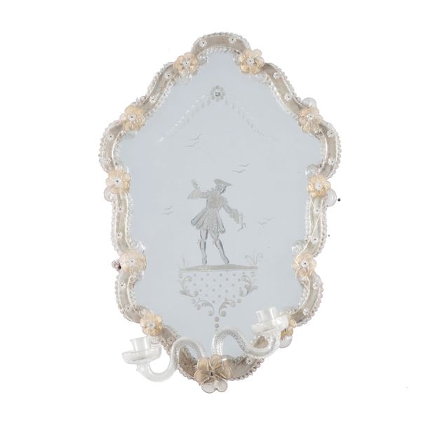 Ventolina in vetro di Murano a due luci. XX secolo