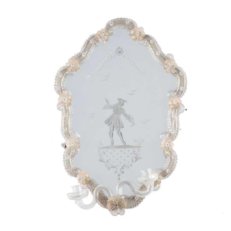 Ventolina in vetro di Murano a due luci. XX secolo  - Asta Antiquariato - Cambi Casa d'Aste