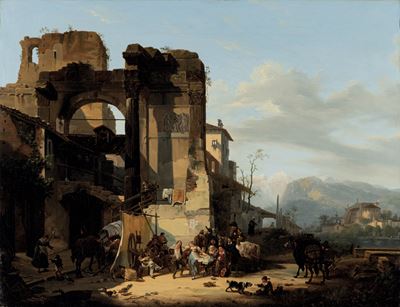 Paesaggio con Rovine e Figure di Popolani