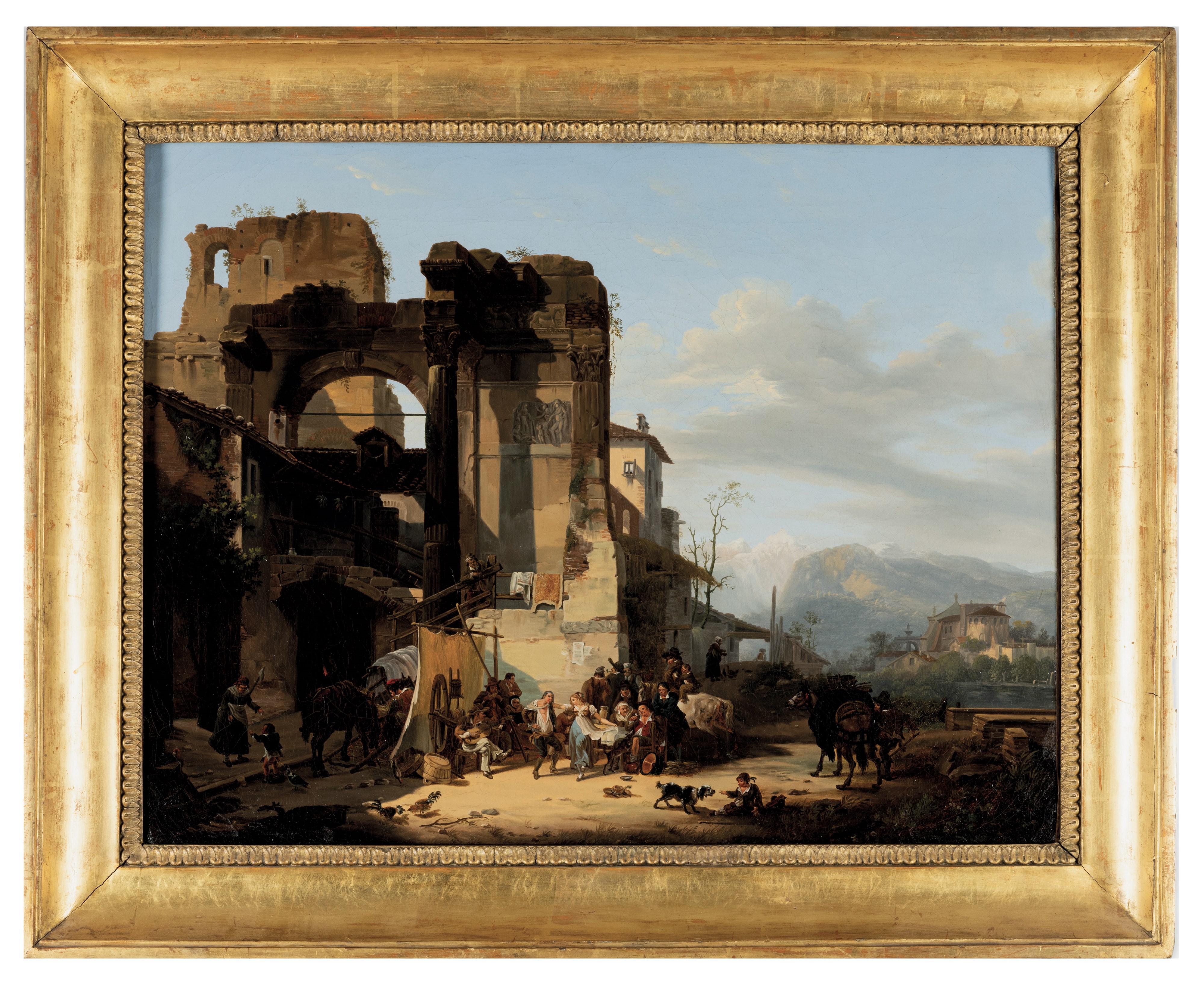 Giovanni Migliara - Paesaggio con Rovine e Figure di Popolani