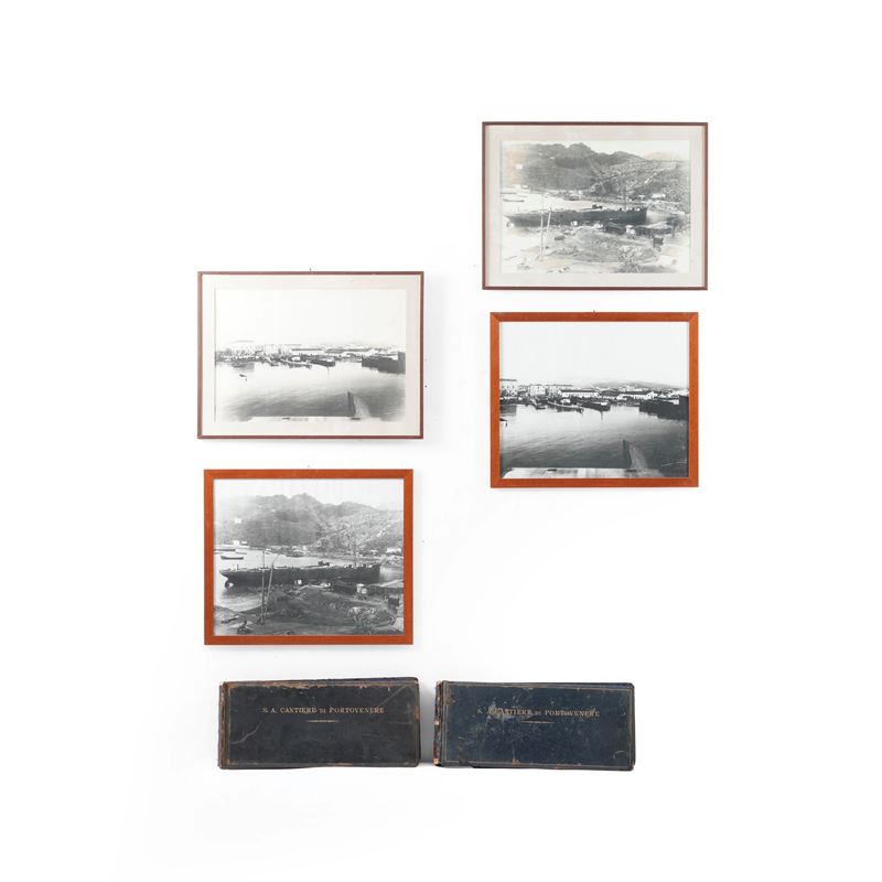 Lotto composto da 4 foto in cornice e 2 albun di fotografie raffiguranti " Navi "  - Asta Antiquariato - Cambi Casa d'Aste