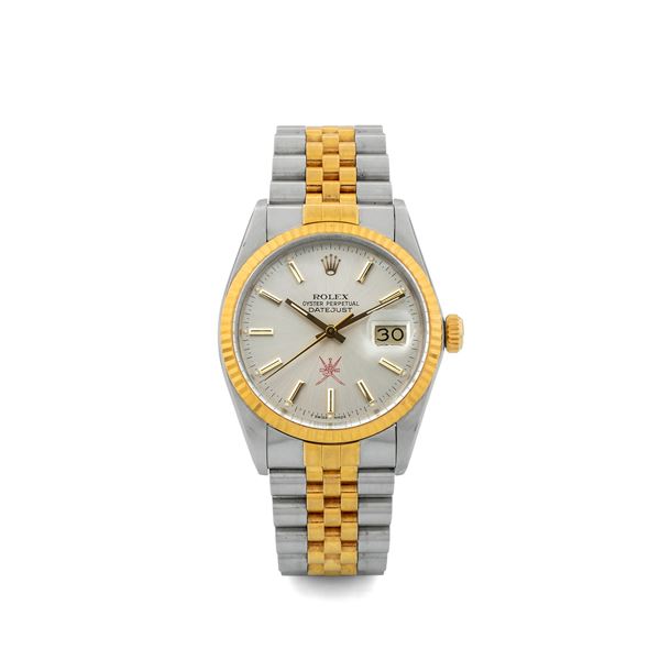 Rolex - Datejust Oman ref 16013 in steel and gold, with Khanjar Red Swords, with stamped original Oman warranty, circa 1985