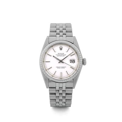 Datejust Ref 1603 in Acciaio con Raro Quadrante Bianco Opaco, Ghiera Godronata, Circa 1968
