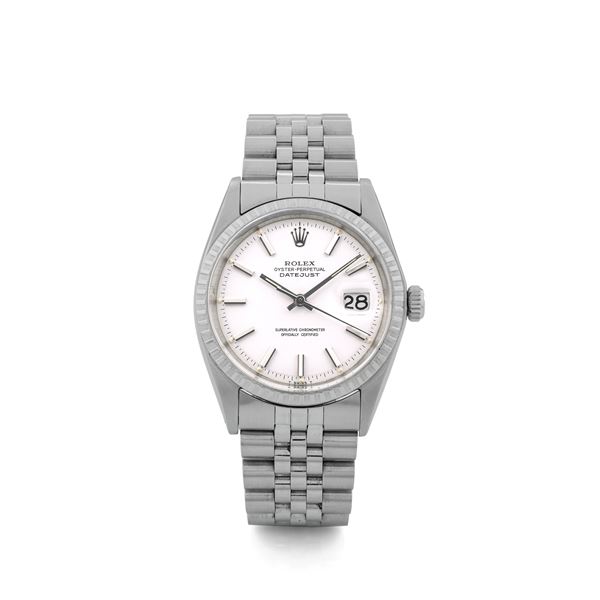 Rolex - Datejust ref 1603 in steel with rare matt white dial, knurled bezel, circa 1968