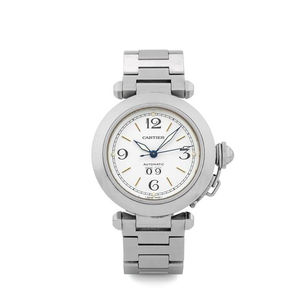 Cartier - Pasha Gran Data ref 2475 steel, automatic, white dial, circa 2000