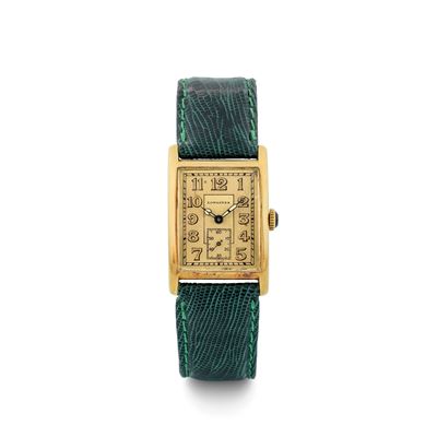 Art Decò in Oro Giallo 14k, Quadrante Due Toni, Carica Manuale, Circa 1928