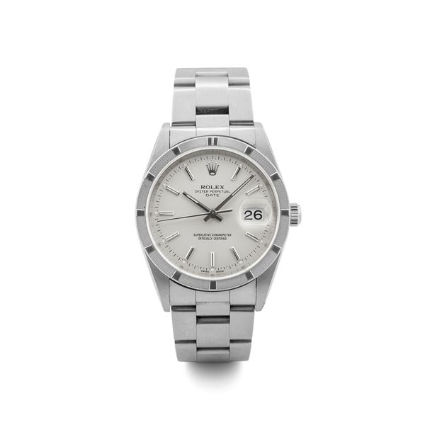 Rolex - Oyster Perpetual Date ref 15210 in steel, silver-plated dial, automatic movement, circa 2002