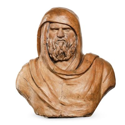 Busto di Filosofo (socrate ?). Arte Rinascimentale, Probabilmente Napoli, XVI Secolo