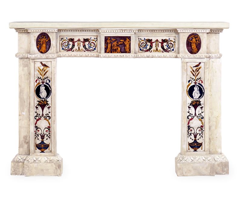 Camino in scagliola, elementi antichi  - Asta Dimore Italiane - Cambi Casa d'Aste