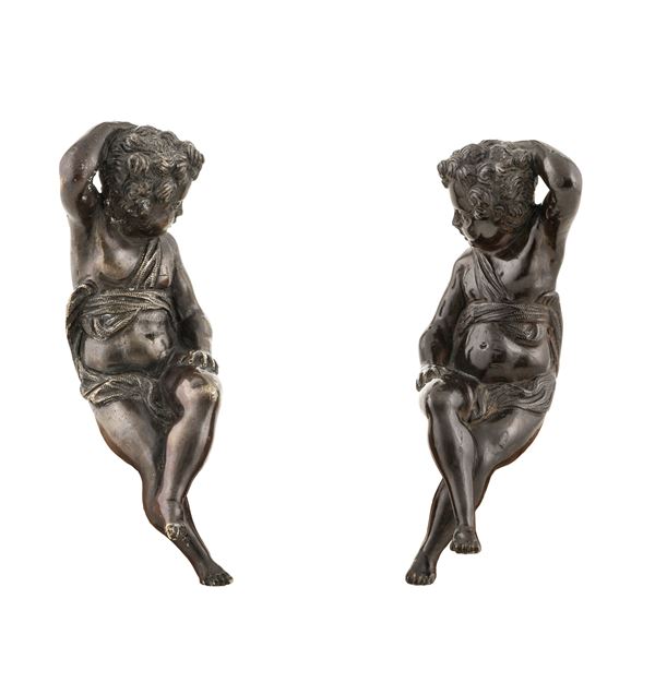 Coppia di putti seduti. Venezia, Ambito di Niccolò Roccatagliata (1559-1629)