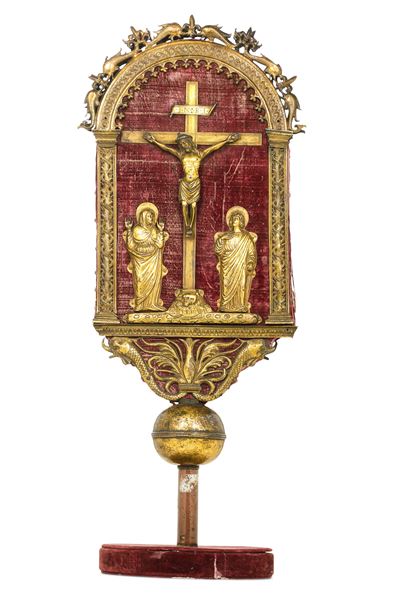 Pala Processionale con Raffigurazione di Annunciazione e Crocifissione. Oreficeria Rinascimentale...