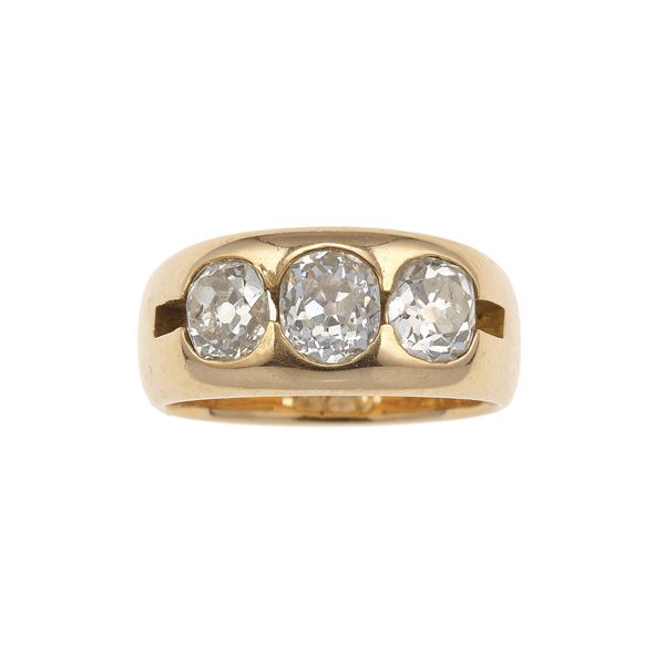Three old-cut diamond ring