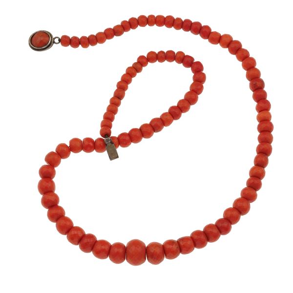 Coral and silver necklace