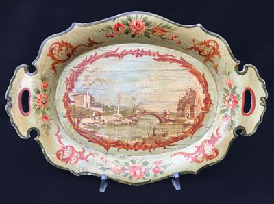 Venezia, Antico Vassoio Intagliato e Dipinto