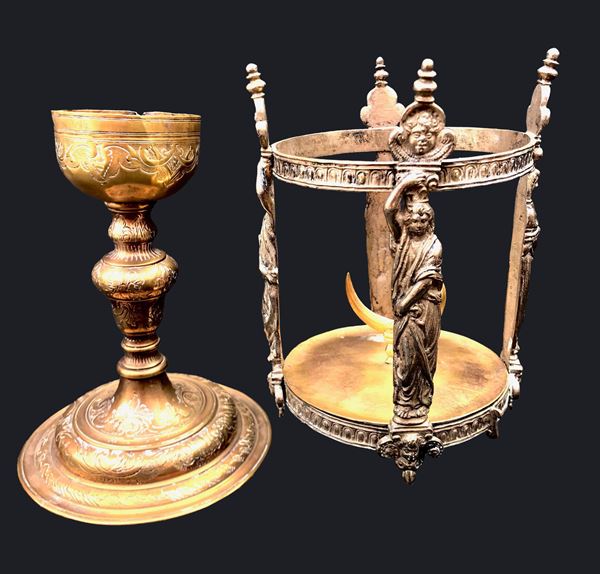 LOTTO DI 2 ANTICHI OGGETTI LITURGICI