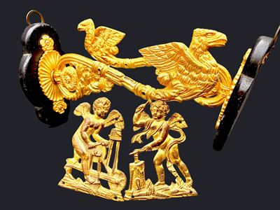Lotto di 4 Fregi Impero in Bronzo Dorato, XIX Secolo