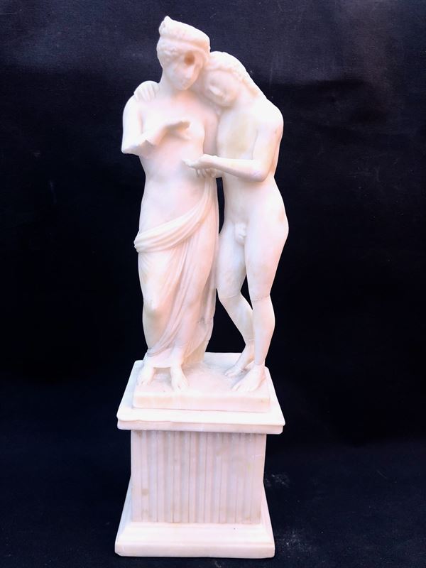 DA ANTONIO CANOVA (1757-1822), AMORE E PSICHE STANTI, SCULTURA IN ALABASTRO, XIX SECOLO