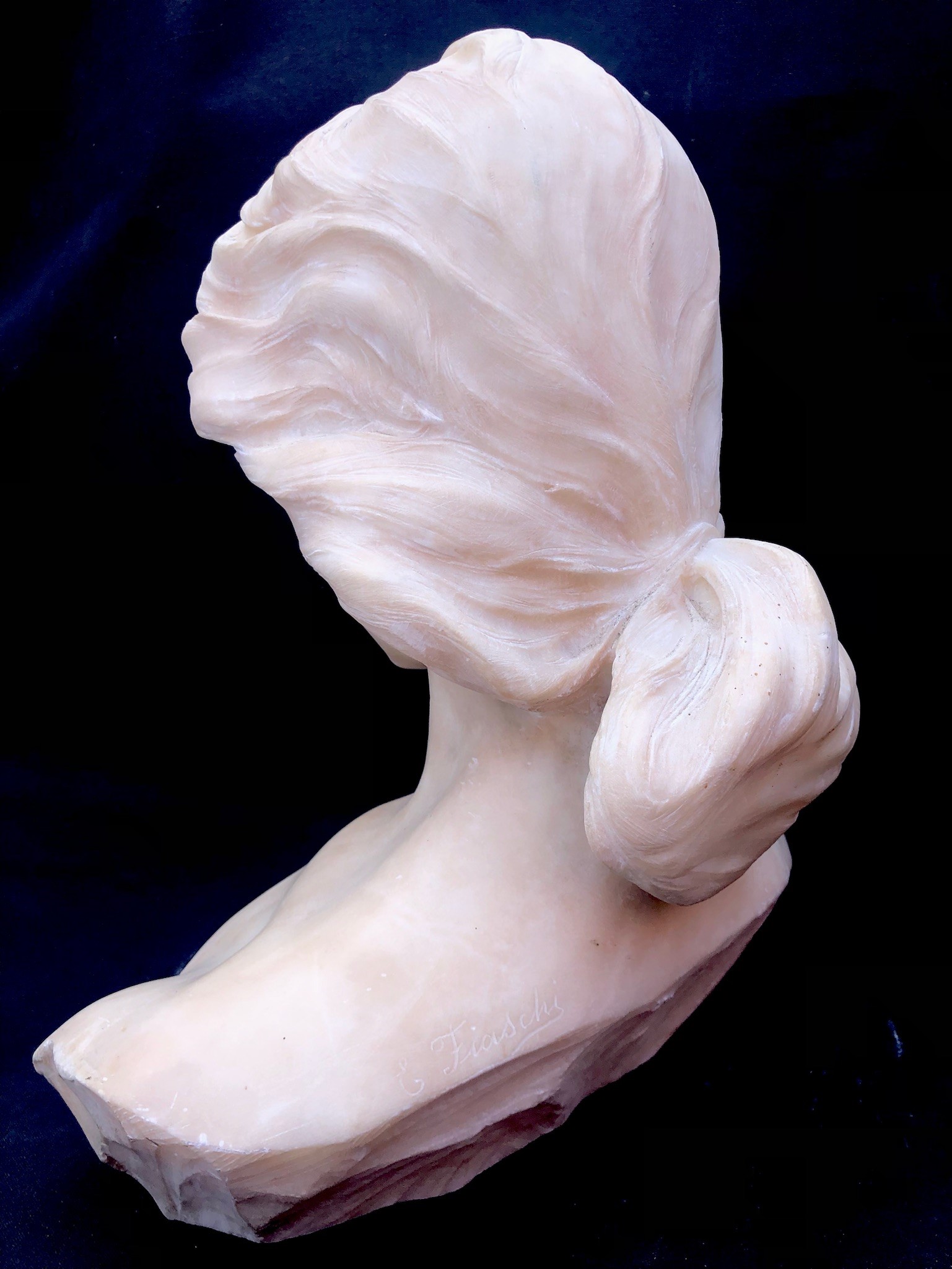 Emilio Fiaschi (1858-1941), Busto di Fanciulla, Scultura in Alabastro, Inizio XX Secolo
