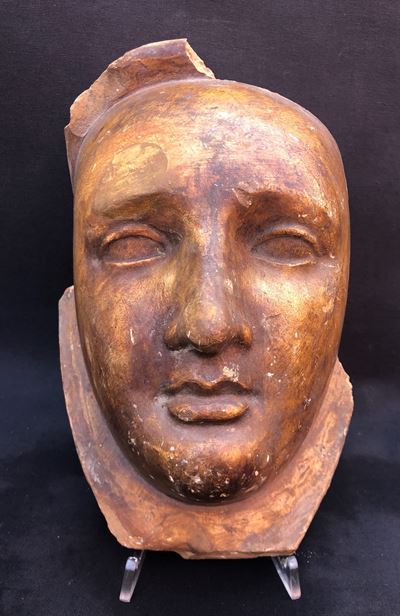Scultore Neoclassico, Volto Stilizzato, Gesso Patinato