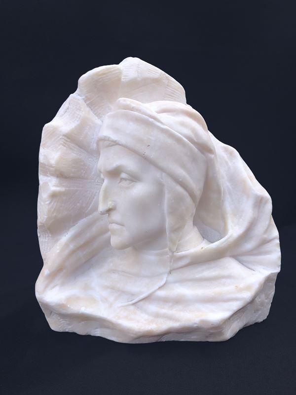 SCULTORE, XIX-XX SECOLO, BUSTO DI DANTE,  ALABASTRO