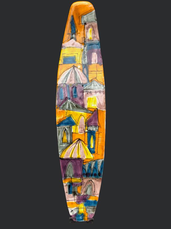 ELIO SCHIAVON (1925 - 2004), TETTI, VASSOIO OBLUNGO