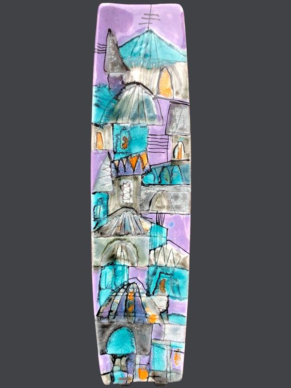 ELIO SCHIAVON (1925 - 2004), TETTI, VASSOIO OBLUNGO, FIRMATO