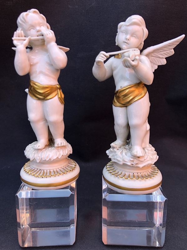 COPPIA DI ANGIOLETTI MUSICANTI, CAPODIMONTE,