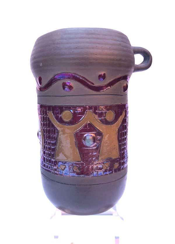 VASETTO IN GRES DECORATO A LUSTRO