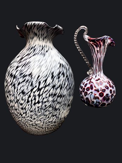 2 Vetri di Murano, XX Secolo, uno con Decorazione a Murrina