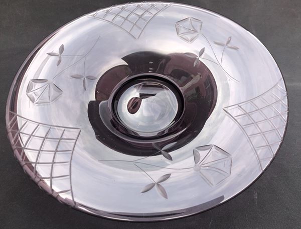 PIATTO IN VETRO MOLATO, ANNI 1930-1940 ca.