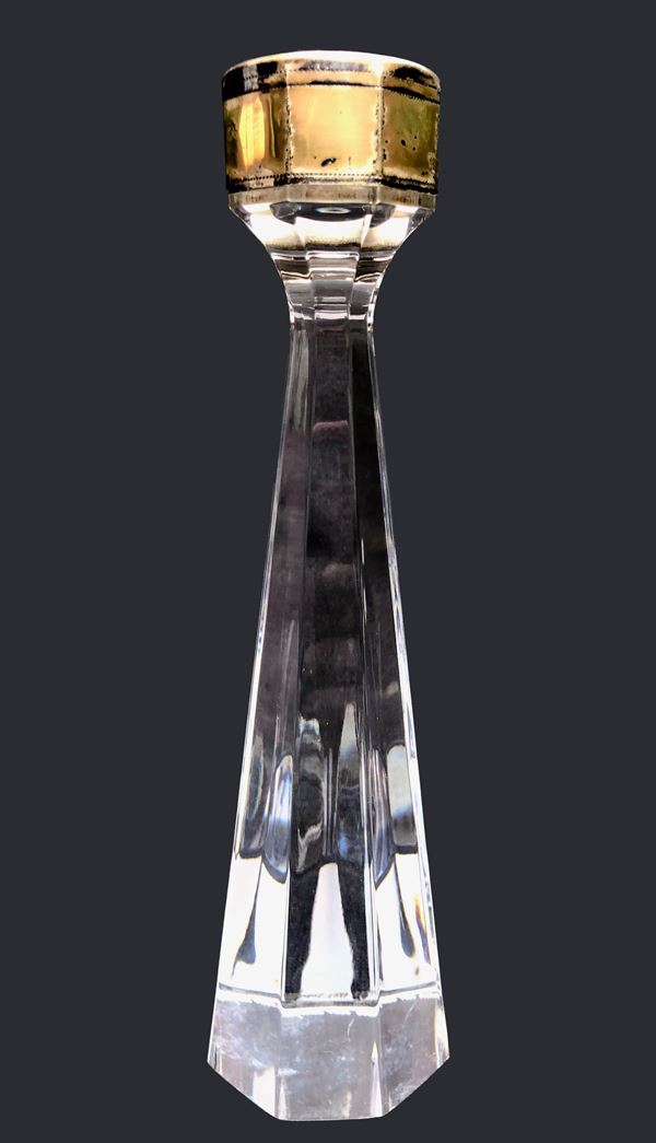 KOSTA BODA CANDELIERE IN CRISTALLO CON BORDO IN ARGENTO