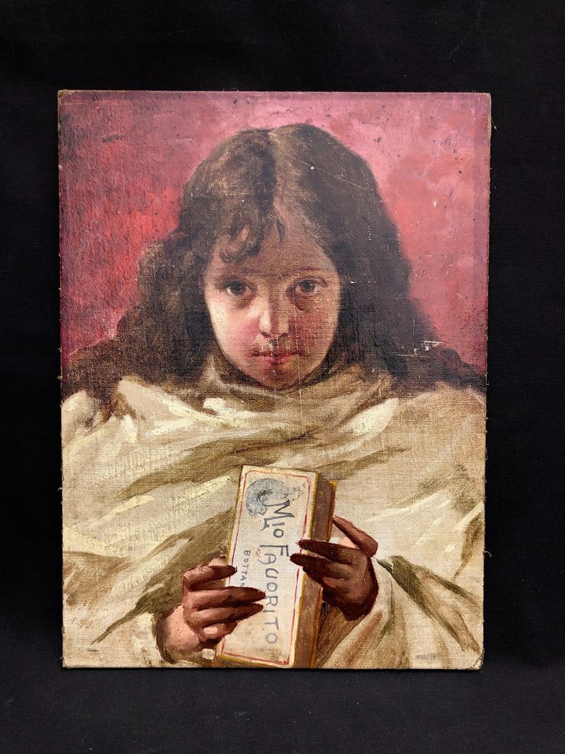 BOZZETTO PUBBLICITARIO, 1900 ca. OLIO SU TELA  - olio su tela - Auction Art and Trouvailles. Over 200 free-bid lots - Cambi Casa d'Aste