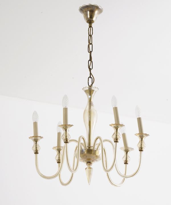 LAMPADARIO IN VETRO SOFFIATO COLOR BRUNO