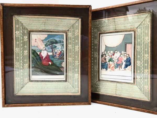 COPPIA DI MINIATURE IN CORNICE, XIX SECOLO