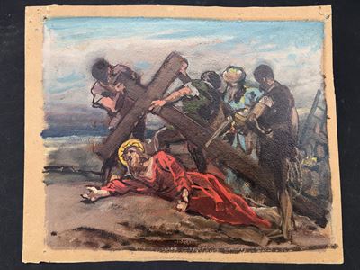 Enrico Gamba (1831-1883) Bozzetto per la VII Stazione della Via Crucis della Chiesa di San Gioacc...