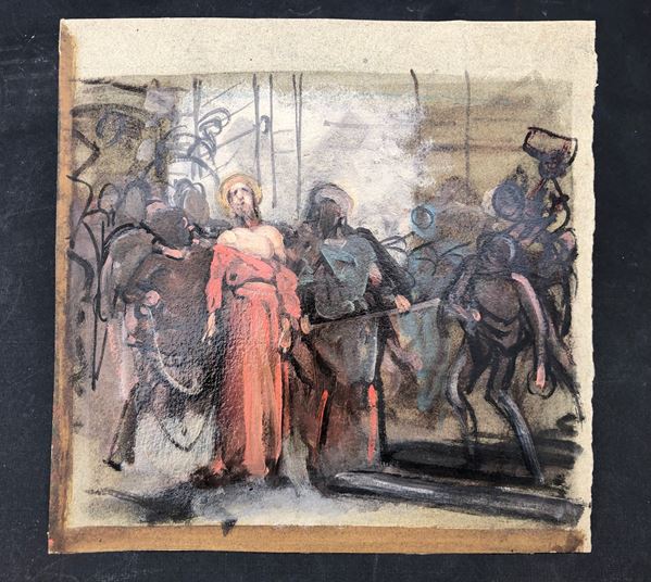 ENRICO GAMBA (1831-1883). BOZZETTO PER LA II STAZIONE DELLA VIA CRUCIS DELLA CHIESA DI SAN GIOACCHINO, TORINO