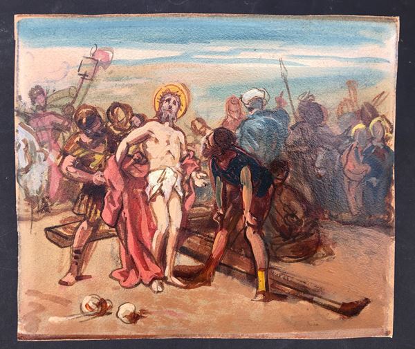 ENRICO GAMBA (1831-1883). BOZZETTO PER LA X STAZIONE DELLA VIA CRUCIS DELLA CHIESA DI SAN GIOACCHINO, TORINO