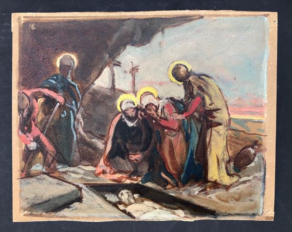 ENRICO GAMBA (1831-1883). BOZZETTO PER XIV STAZIONE DELLA VIA CRUCIS DELLA CHIESA DI SAN GIOACCHINO, TORINO