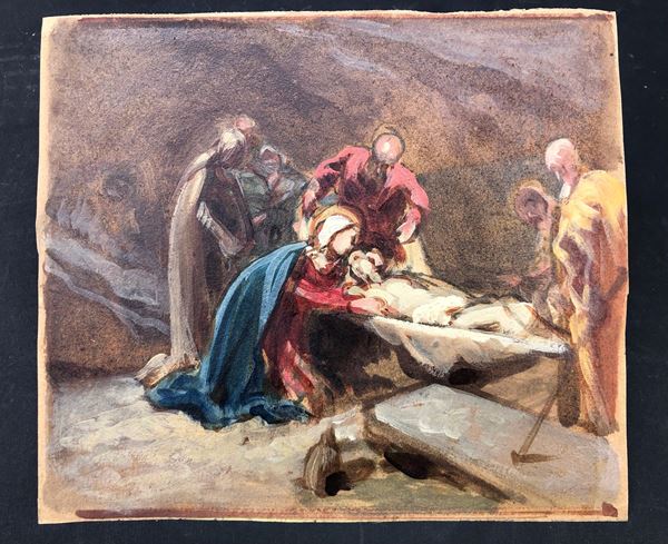 ENRICO GAMBA (1831-1883). BOZZETTO PER LA XIV STAZIONE DELLA VIA CRUCIS DELLA CHIESA DI SAN GIOACCHINO, TORINO