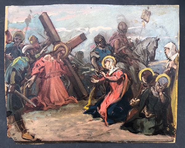 ENRICO GAMBA (1831-1883). BOZZETTO PER LA IV STAZIONE DELLA VIA CRUCIS DELLA CHIESA DI SAN GIOACCHINO, TORINO