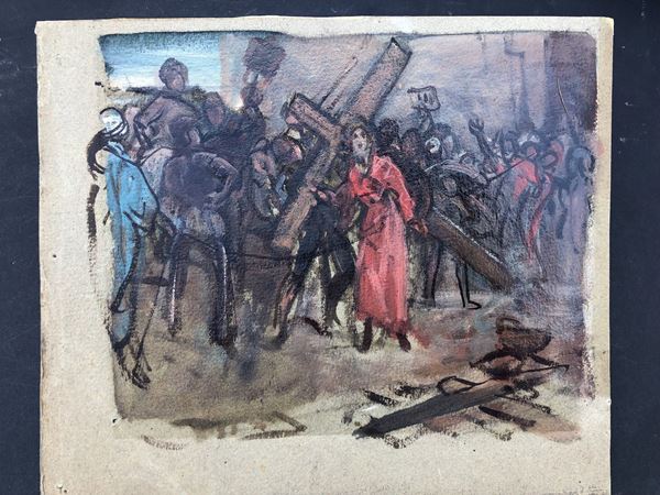 ENRICO GAMBA (1831-1883). BOZZETTO PER LA II STAZIONE DELLA VIA CRUCIS DELLA CHIESA DI SAN GIOACCHINO, TORINO