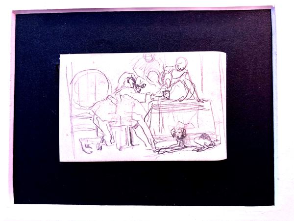 FRANCESCO VINEA (1845- 1902), 4 PICCOLI STUDI ENTRO PASSE-PARTOUT