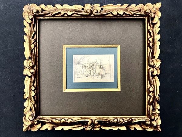 FRANCESCO VINEA (1845- 1902). 1 STUDIO IN CORNICE INTAGLIATA E DORATA