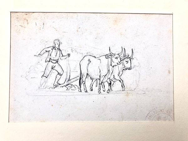 PITTORI ITALIANI, XIX SECOLO, 1 DISEGNO E 1 ACQUERELLO