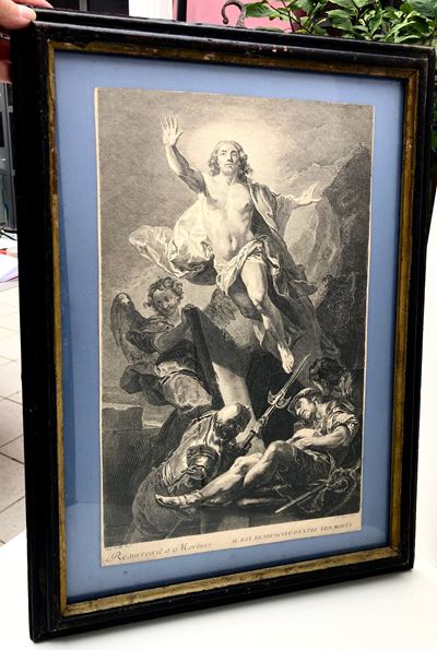 Da Charles Van Loo (1705 -1765). Bel Bulino in Cornice Antica la Resurrezione
