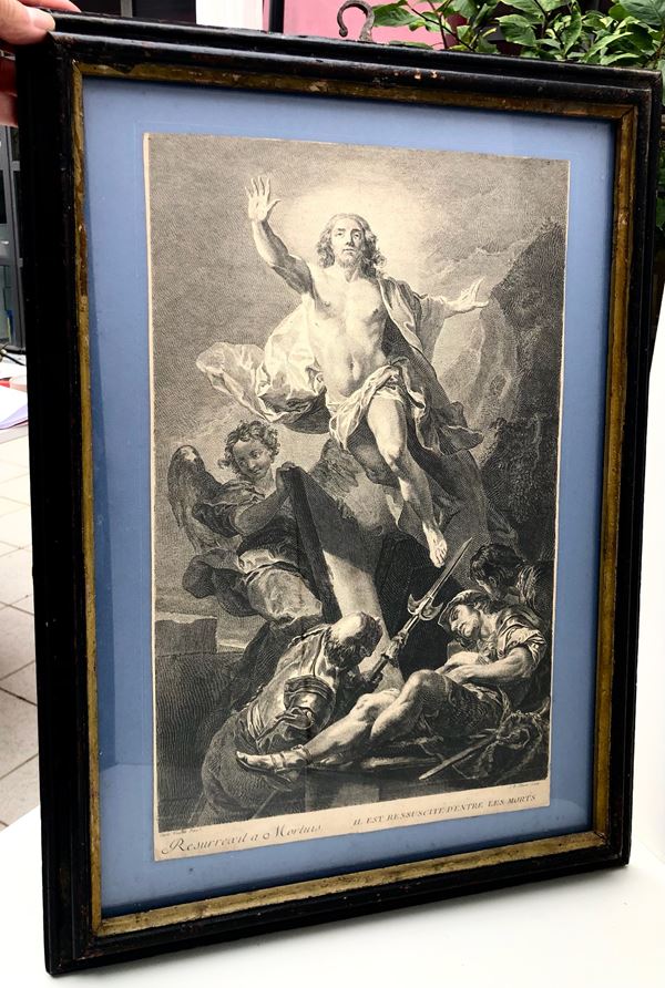 DA CHARLES VAN LOO (1705 -1765). BEL BULINO IN CORNICE ANTICA La resurrezione