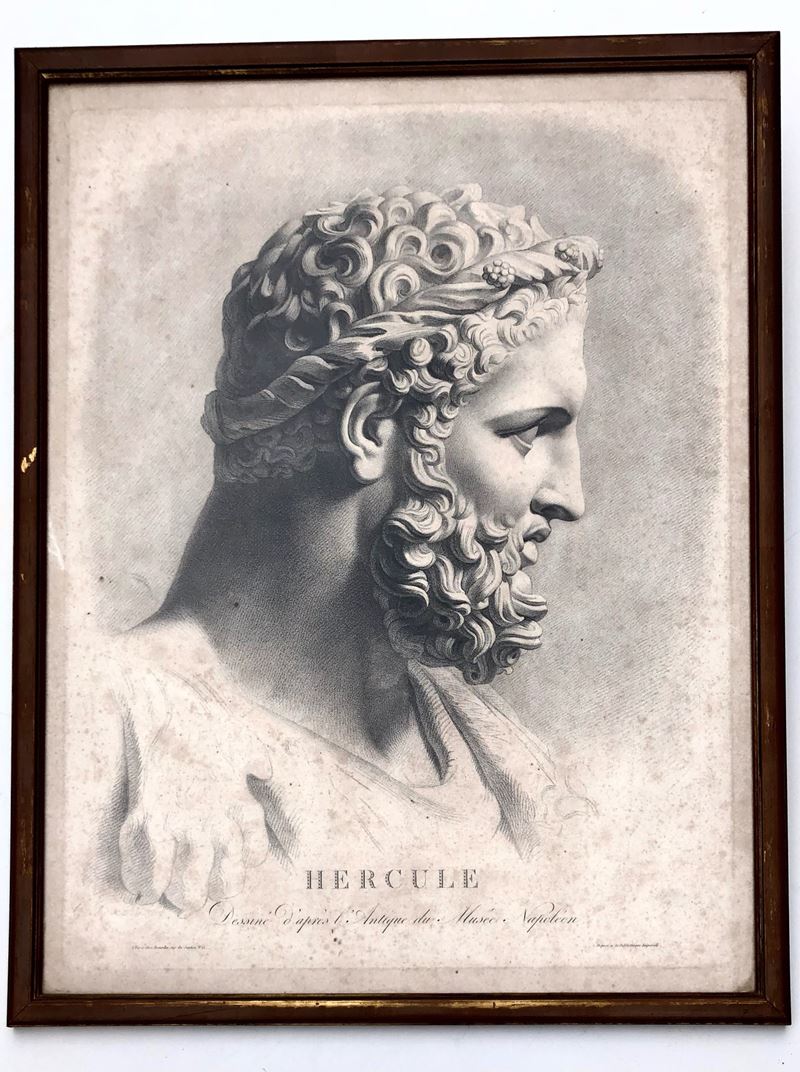 HERCULE, GRANDE INCISIONE NEOCLASSICA, ANTE 1815  - Auction Art and Trouvailles. Over 200 free-bid lots - Cambi Casa d'Aste