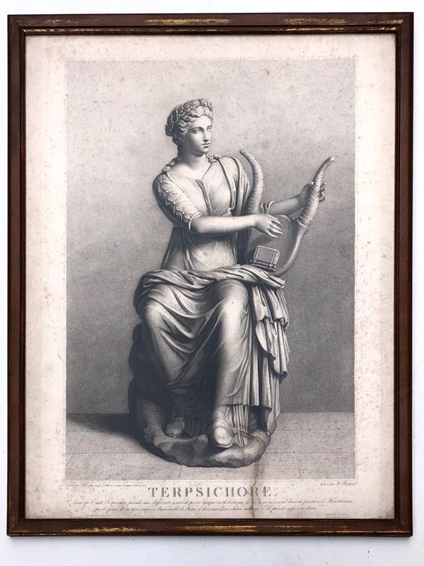 TERPSICHORE, GRANDE INCISIONE NEOCLASSICA, 1800 - 1810 ca