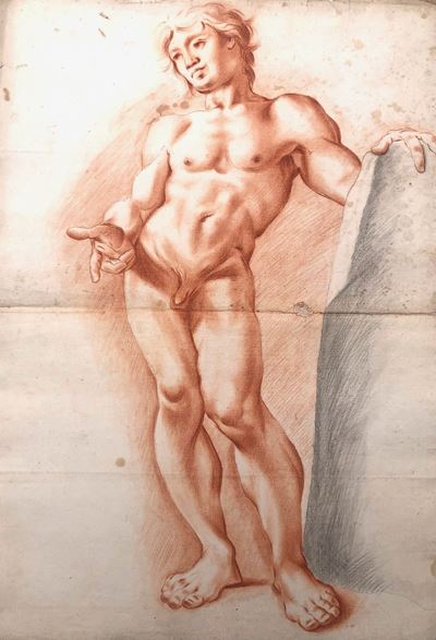 Grande Sanguigna Neoclassica: Nudo Maschile Stante